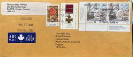 CANADA FRANCE JOINT ISSUE-2000, WITH TAB !! WAR MEDAL LEAF ,EARLY SHIP 4 STAMPS USED COVER TO ENGLAND - Covers & Documents