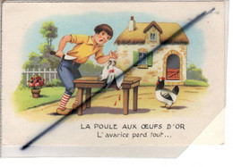Illustration Non Signée ; La Poule Aux œufs D'or , L'avarice Perd Tout .... - Contemporánea (desde 1950)