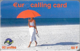 CARTE-PREPAYEE-50F-80U-EUROCALLING CARD-30/09/2001-PLAGE-Gratté-Plastic Epais-TBE- - Prepaid Cards: Other