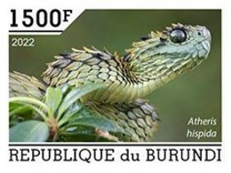 Burundi 2022, Animals, Snake III, 1val IMPERFORATED - Ungebraucht