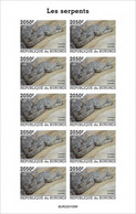 Burundi 2022, Animals, Snake IV, Sheetlet IMPERFORATED - Neufs