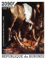 Burundi 2022, Art, Caravaggio, Horse, 1val IMPERFORATED - Nuovi