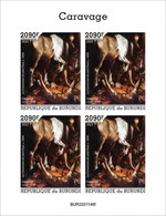 Burundi 2022, Art, Caravaggio, Horse, 4val In BF IMPERFORATED - Ongebruikt