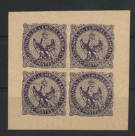 Colonies Générales ESSAI Violet Du N° 4 20 Ct Aigle Impérial En Bloc De 4 Sur Papier Cartonné - Eagle And Crown