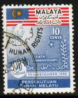 Malayan Federation 1958 Single 10c Stamp To Celebrate Human Rights In Fine Used - Federation Of Malaya