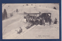 CPA Suisse > Chemin De Fer Gare Train Chemin De Fer Non Circulé Luge Au Crêt D'Ybau S Caux - Le Crêt