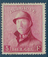 Belgique Yvert No 177 Neuf Avec Charniere 5 F Roi Casque - Unused Stamps