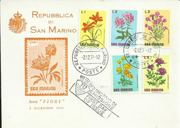 Repubblica Di San Marino  Uitgave 2 Dicembre 1971 Met Dagstempel Serie "FIORI" - Briefe U. Dokumente