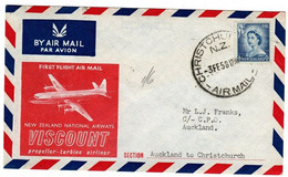New Zealand 1958  First Flight Auckland-christchurch,souvenir Cover - Storia Postale