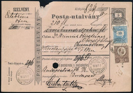 1876 5kr Díjjegyes Postautalvány Réznyomat 15kr és Színesszámú 10kr Vegyes Díjkiegsézítéssel "BUDAPEST VÁR" - Other & Unclassified