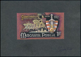 1972 Légrády Sándor Grafikusművész Bélyegterve Székesfehérvár 1Ft Bélyeghez, Aláírással. Képméret: 120x68 Mm - Other & Unclassified