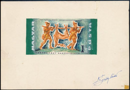 1971 Légrády Sándor Grafikusművész Bélyegterve Vadászati Világkiállítás 1Ft Bélyeghez, Aláírással. Képméret: 110x56 Mm - Other & Unclassified