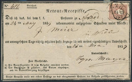 1859 Retour-recepisse Rajta 10kr II. Típus Bélyeg "ASZÓD" - Wien - Other & Unclassified