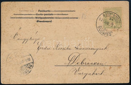1904 Képeslap Turul 5f Bérmentesítéssel "M.SZIGET-MISKOLCZ / BUDAPEST" Vasúti Mozgóposta Bélyegzéssel - Other & Unclassified