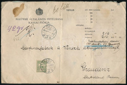 1907 Értéklevél Turul 60f Bérmentesítéssel "KASSA" - "GRAUDENZ" (Németország) (hajtott / Folded) - Other & Unclassified