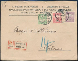 1911 Ajánlott Levél Athénbe Turul 5f + 10f + 35f Bérmentesítésse - Other & Unclassified