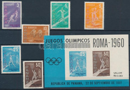 ** 1960 Olimpia Sor + Blokk, Olympiad Set + Block Mi 572-577 + 8 - Other & Unclassified