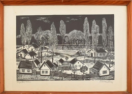 Bordás Ferenc (1911-1982): Vízparton. Fametszet, Papír, Jelzett, Számozott (81/100). Üvegezett, Kopott Fakeretben, 31×46 - Other & Unclassified