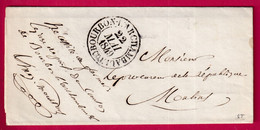 FRANCHISE LE JUGE DE PAIX DU CANTON DE BOURBON L'ARCHAMBAULT ALLIER 1849 POUR MOULINS LETTRE COVER FRANCE - 1801-1848: Voorlopers XIX