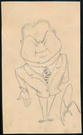 Cca 1940 Kiss Ferenc (1893-1978) Színész Karikatúrája Saját Kezű Aláírásával - Other & Unclassified