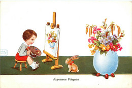Fête * Joyeuses Pâques * Cpa Illustrateur * Enfant Peinture Peintre - Pâques
