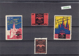 CRS340 SELLOS ESPAÑA Nº CAT GALVEZ 1,2,6 Y 7 FALANGE 30 - Collections