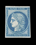 * EMISSION CERES 1849 - * - N°4d - 25c Bleu - Réimpression 1862- TB - 1849-1850 Ceres