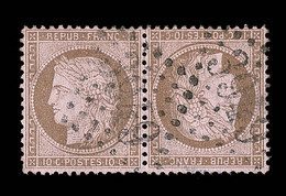 O CERES IIIème REPUBLIQUE - O - N°58c - 10c Brun S/rose - Paire - Tête-bêche - TB - 1871-1875 Cérès