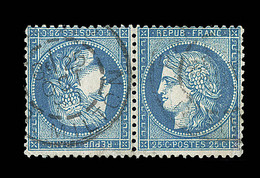 O CERES IIIème REPUBLIQUE - O - N°60Ab - 25c Bleu - Paire - Tête-bêche - Signé Calves - TB - 1871-1875 Cérès