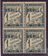 ** COURS D'INSTRUCTION - TIMBRES TAXE - ** - N°10 CI1 - 1c Noir - Bloc De 4 - TB - Cours D'Instruction