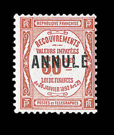 ** COURS D'INSTRUCTION - TIMBRES TAXE - ** - N°47 CI1 - 50c Rouge - Surch. ANNULE - TB - Cours D'Instruction