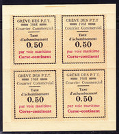 ** TIMBRES DE GREVE - ** - N°15 MAU - Corse Continent - Bloc De 4 - TB - Other & Unclassified