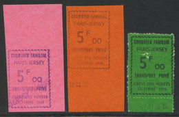 ** TIMBRES DE GREVE - ** - N°36/7, 37A - JERSEY - 3 Valeurs - TB - Other & Unclassified