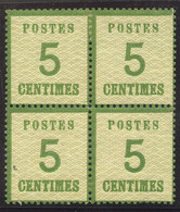 * TIMBRES 1870 - 71 - * - N°4 - 5c Vert - Bloc De 4 -TB - Lettres & Documents