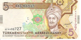 Turkmenistan P-30  5 Manat  2012 UNC - Turkmenistán