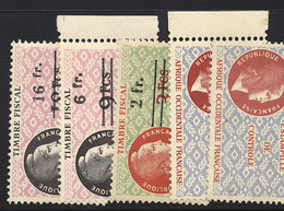 ** AFRIQUE OCCIDENTALE FRANCAISE - FISCAUX - ** - Lot De 5 Timbres Fiscaux - Ts Diff. - TB - Other & Unclassified