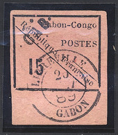 O GABON - O - N°14 - 15c Noir Sur Rose - Léger Clair - Asp.TB - Other & Unclassified