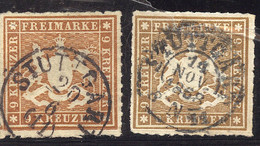 O WURTEMBERG - O - N°34 - 9k Brun Et Brun-rouge - 2 Belles Nuances - TB - Other & Unclassified