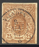 O LUXEMBOURG - O - N°8 - 25c Brun - Belle Oblit. - Signé - TB - 1859-1880 Coat Of Arms