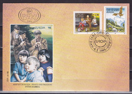 Yugoslavia 1995 Europa CEPT Peace And Freedom Eagles Birds Bicycle FDC - Brieven En Documenten