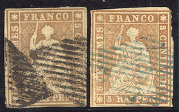 O SUISSE - O - N°26c (x2) - Obl. Grilles Dont Une Bleue - B/TB - Oblitérés