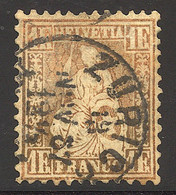 O SUISSE - O - N°41b - 1F Bronze Doré Rouge - TB - Oblitérés