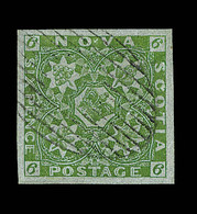 O NOUVELLE ECOSSE - O - N°3 - 6p. Vert Jaune - Signé A. Brun - TB - Used Stamps