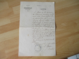 Mairie De Chanonat 1919 Attestation Manuscrite Maire Soldat 92 Eme Regiment Infanterie Disparu Veuve Ressources Insuffis - Manuscripts