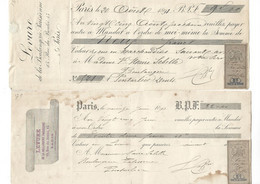 2 Traites 1891 / 75001 PARIS Rue Bouloi / Levure De La Boulangerie Parisienne / Timbres Fiscaux - Lettres De Change