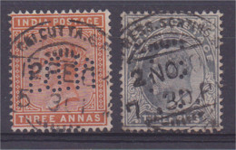 Lot De 2 Timbres Perforés Inde Anglaise - Altri & Non Classificati