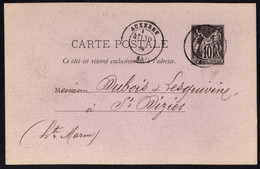 France CPA Précurseur Auxerre Entier Postal N° 89 Sage Cad 30 Janvier 1879 Quincaillerie Perreau Vers ST Dizier V.scans - Auxerre