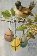 Fête * Joyeuses Pâques * Cpa Illustrateur * Oiseau Oeufs Eggs * Gaufrée Embossed - Pâques