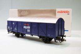 Märklin 3 Rails - WAGON COUVERT Bleu DB Magazin 1991 Réf. 84627 BO HO 1/87 - Güterwaggons