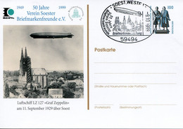 Germany Deutschland Postal Stationery - Private Card - Goethe-Schiller Design - Zeppelin - Cartes Postales Privées - Oblitérées